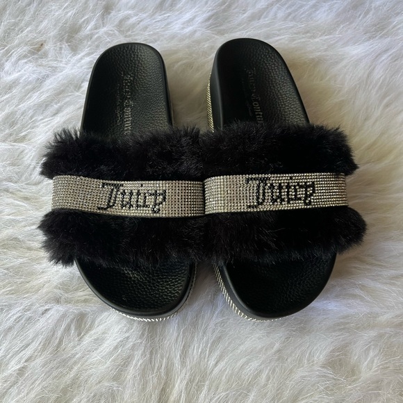 Juicy Couture Women's Orbit Furry Platform Slides Size 6 - Picture 1 of 7